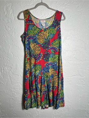 Ivy Lane Tropical Floral Swing Dress Size L Made in USA